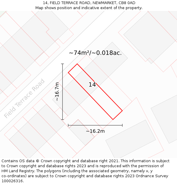 14, FIELD TERRACE ROAD, NEWMARKET, CB8 0AD: Plot and title map