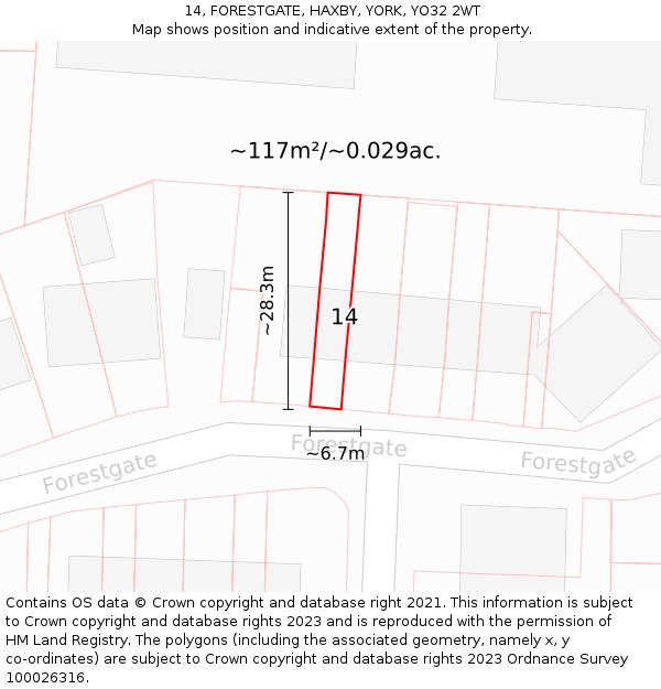 14, FORESTGATE, HAXBY, YORK, YO32 2WT: Plot and title map