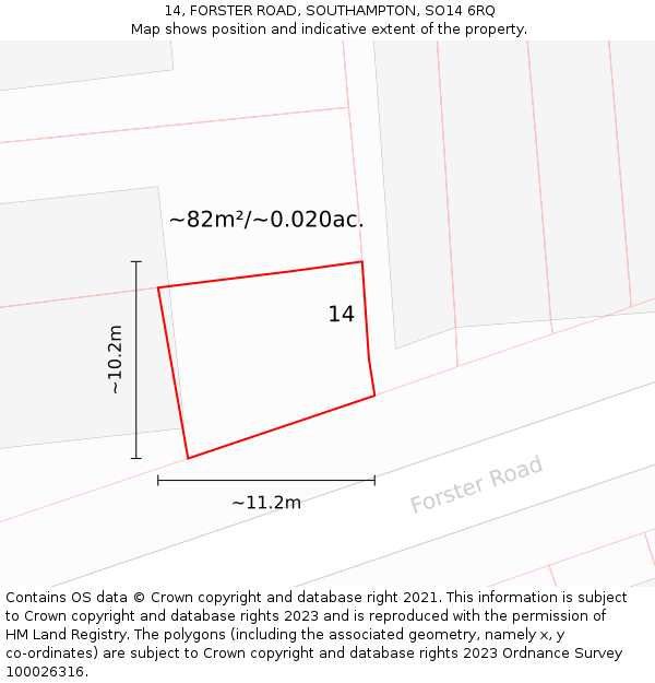 14, FORSTER ROAD, SOUTHAMPTON, SO14 6RQ: Plot and title map