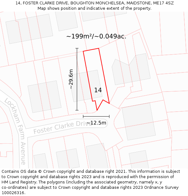 14, FOSTER CLARKE DRIVE, BOUGHTON MONCHELSEA, MAIDSTONE, ME17 4SZ: Plot and title map