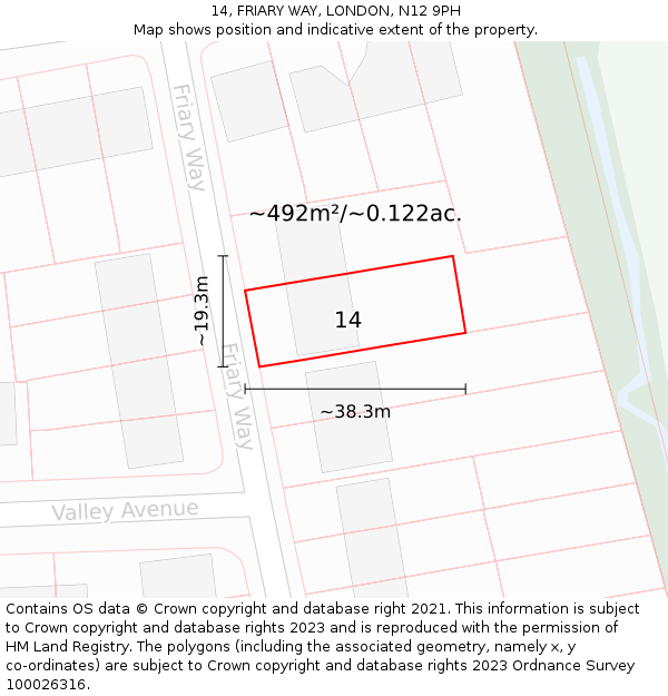 14, FRIARY WAY, LONDON, N12 9PH: Plot and title map