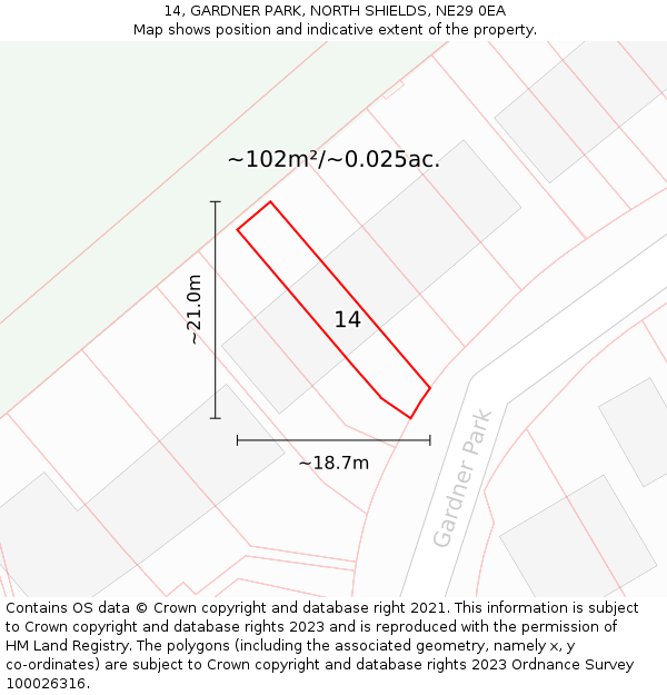 14, GARDNER PARK, NORTH SHIELDS, NE29 0EA: Plot and title map