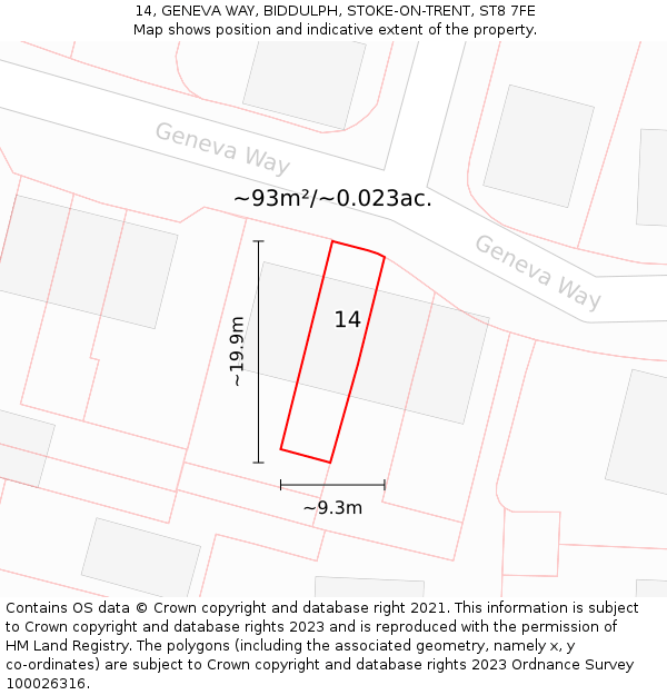 14, GENEVA WAY, BIDDULPH, STOKE-ON-TRENT, ST8 7FE: Plot and title map