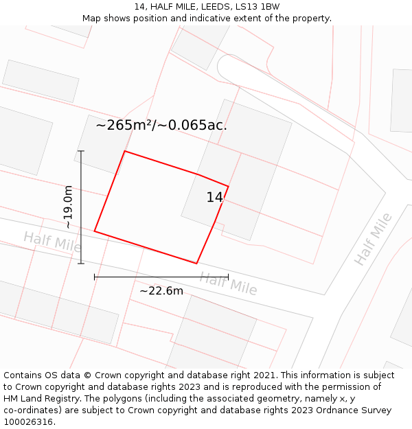 14, HALF MILE, LEEDS, LS13 1BW: Plot and title map