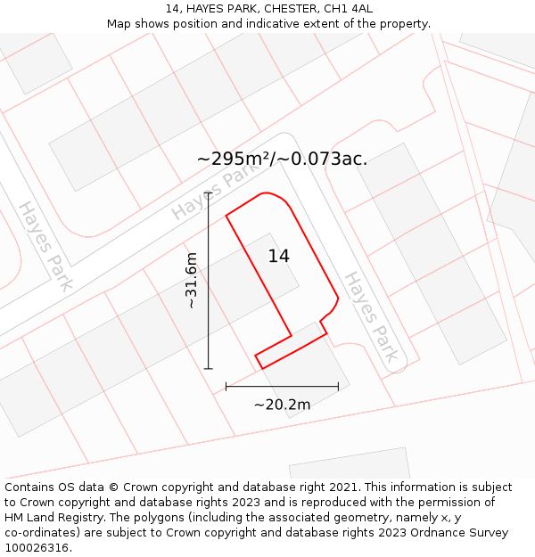 14, HAYES PARK, CHESTER, CH1 4AL: Plot and title map