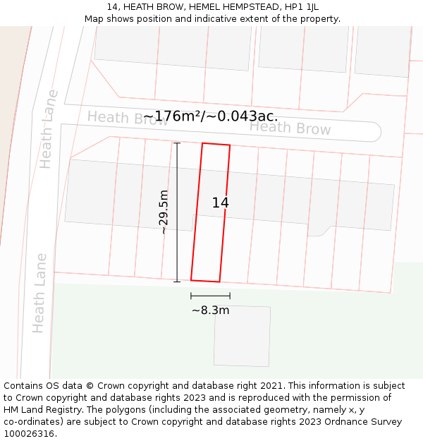 14, HEATH BROW, HEMEL HEMPSTEAD, HP1 1JL: Plot and title map
