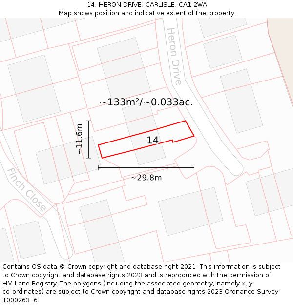 14, HERON DRIVE, CARLISLE, CA1 2WA: Plot and title map