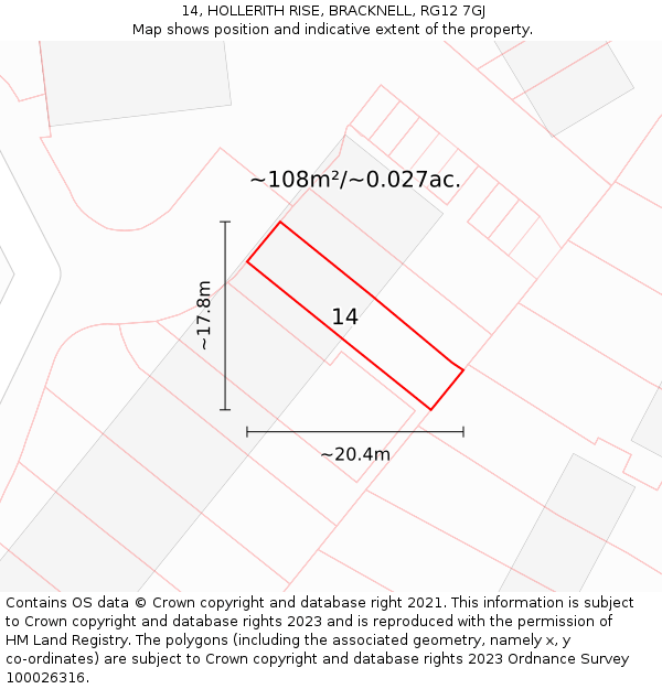 14, HOLLERITH RISE, BRACKNELL, RG12 7GJ: Plot and title map