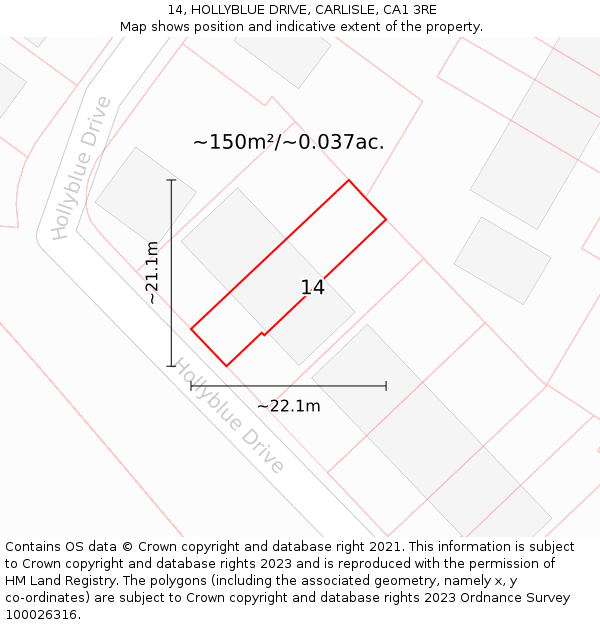 14, HOLLYBLUE DRIVE, CARLISLE, CA1 3RE: Plot and title map