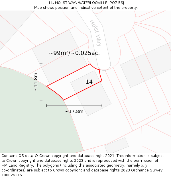 14, HOLST WAY, WATERLOOVILLE, PO7 5SJ: Plot and title map