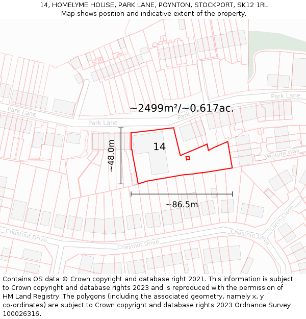 14, HOMELYME HOUSE, PARK LANE, POYNTON, STOCKPORT, SK12 1RL: Plot and title map