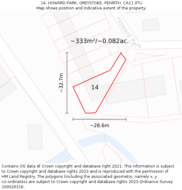 14, HOWARD PARK, GREYSTOKE, PENRITH, CA11 0TU: Plot and title map