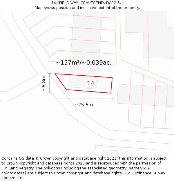 14, IFIELD WAY, GRAVESEND, DA12 5UJ: Plot and title map