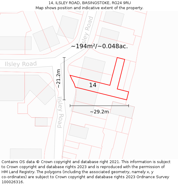 14, ILSLEY ROAD, BASINGSTOKE, RG24 9RU: Plot and title map