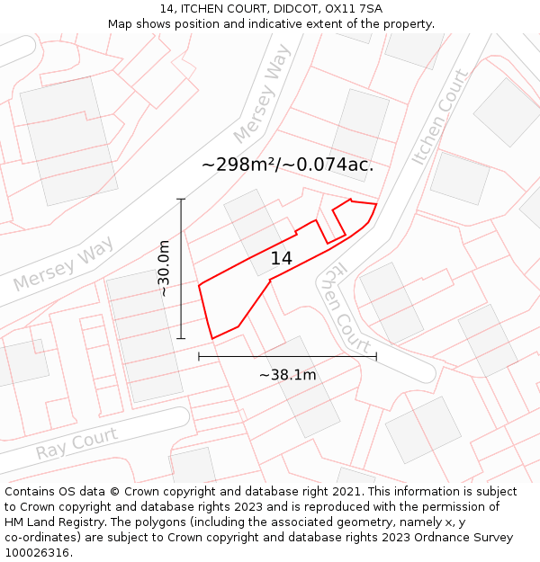 14, ITCHEN COURT, DIDCOT, OX11 7SA: Plot and title map