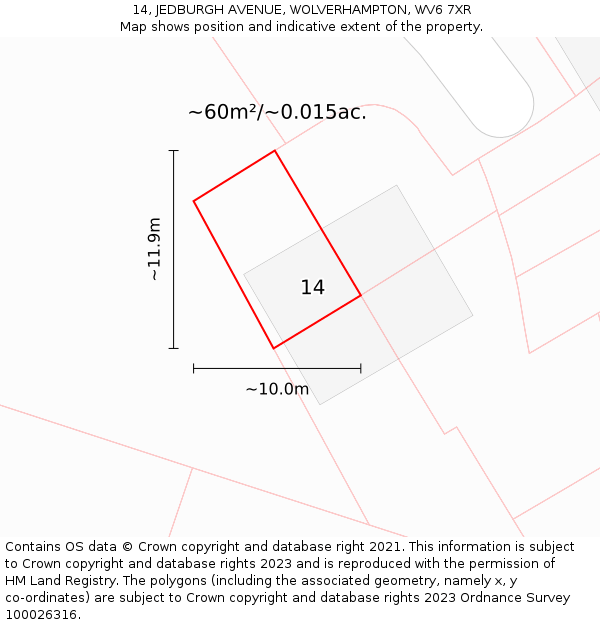 14, JEDBURGH AVENUE, WOLVERHAMPTON, WV6 7XR: Plot and title map