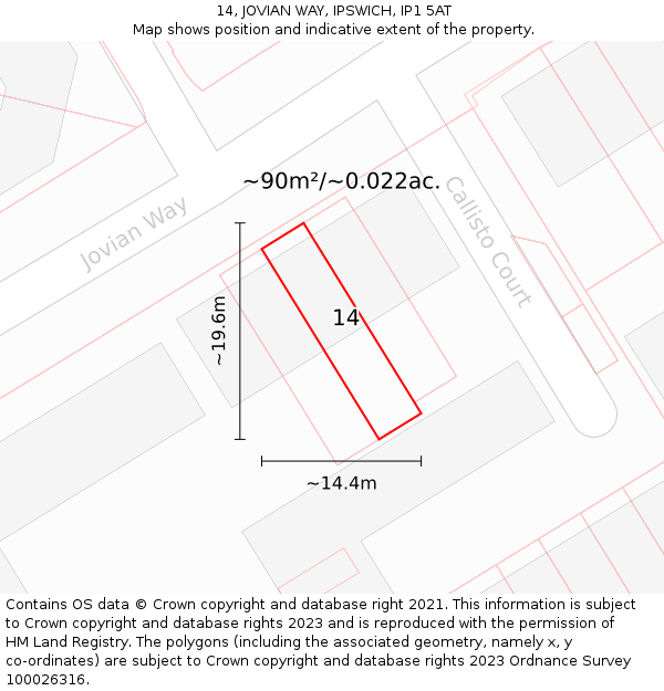 14, JOVIAN WAY, IPSWICH, IP1 5AT: Plot and title map