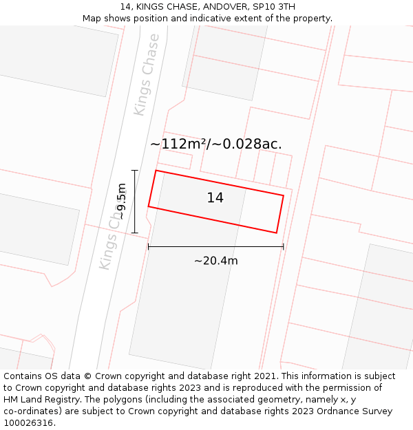 14, KINGS CHASE, ANDOVER, SP10 3TH: Plot and title map