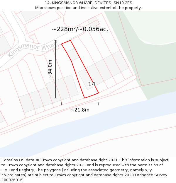 14, KINGSMANOR WHARF, DEVIZES, SN10 2ES: Plot and title map