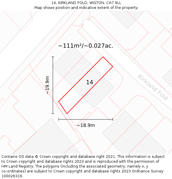 14, KIRKLAND FOLD, WIGTON, CA7 9LL: Plot and title map