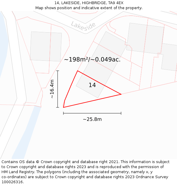 14, LAKESIDE, HIGHBRIDGE, TA9 4EX: Plot and title map