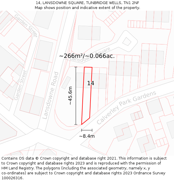 14, LANSDOWNE SQUARE, TUNBRIDGE WELLS, TN1 2NF: Plot and title map