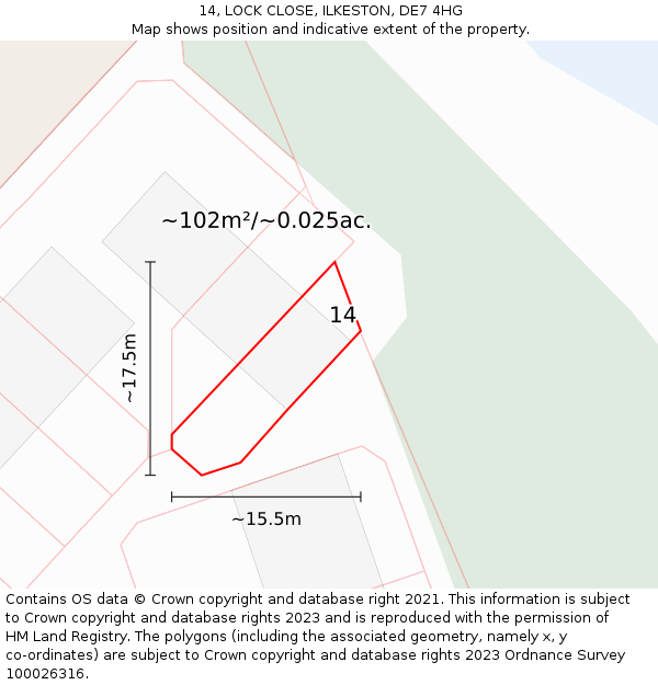 14, LOCK CLOSE, ILKESTON, DE7 4HG: Plot and title map