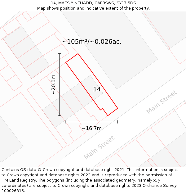 14, MAES Y NEUADD, CAERSWS, SY17 5DS: Plot and title map