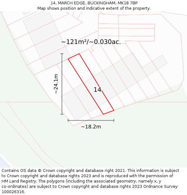 14, MARCH EDGE, BUCKINGHAM, MK18 7BP: Plot and title map