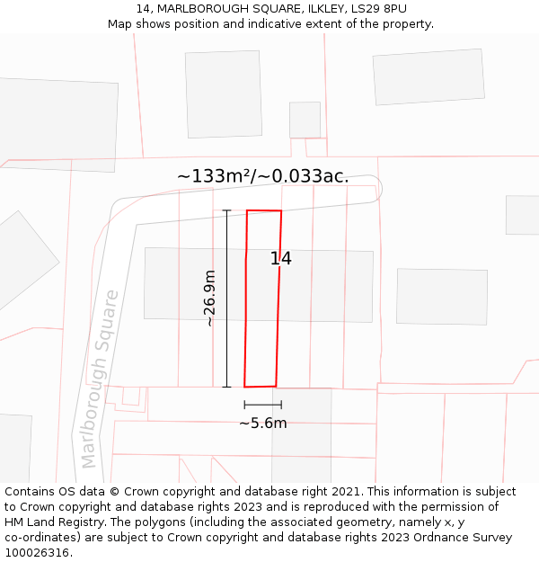 14, MARLBOROUGH SQUARE, ILKLEY, LS29 8PU: Plot and title map