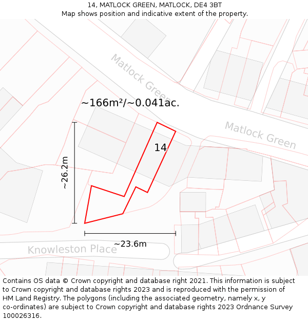 14, MATLOCK GREEN, MATLOCK, DE4 3BT: Plot and title map