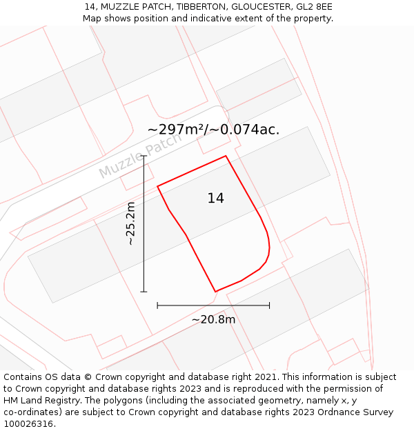 14, MUZZLE PATCH, TIBBERTON, GLOUCESTER, GL2 8EE: Plot and title map