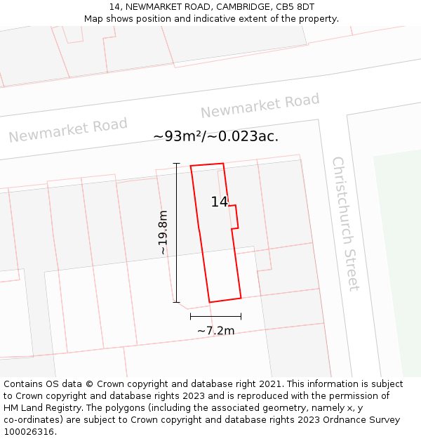 14, NEWMARKET ROAD, CAMBRIDGE, CB5 8DT: Plot and title map
