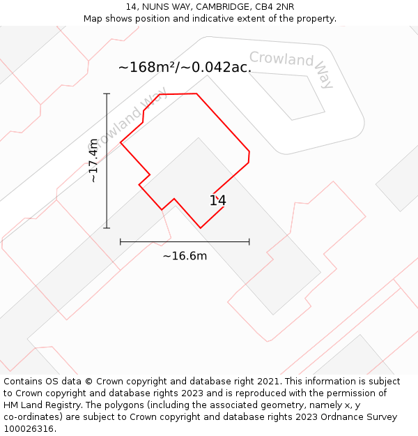 14, NUNS WAY, CAMBRIDGE, CB4 2NR: Plot and title map