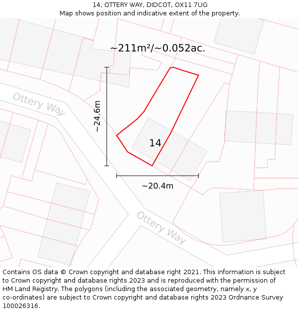 14, OTTERY WAY, DIDCOT, OX11 7UG: Plot and title map