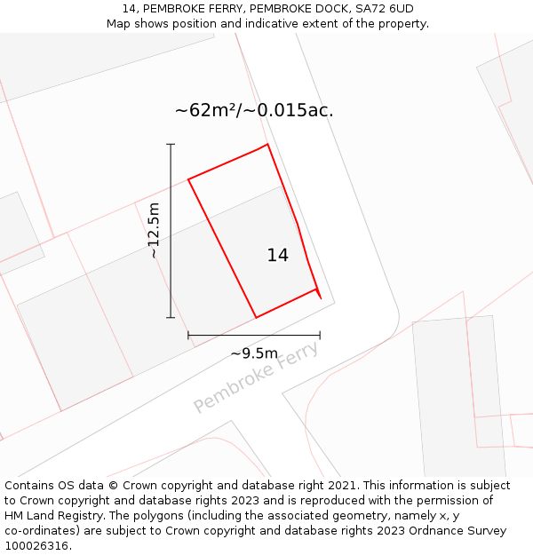 14, PEMBROKE FERRY, PEMBROKE DOCK, SA72 6UD: Plot and title map