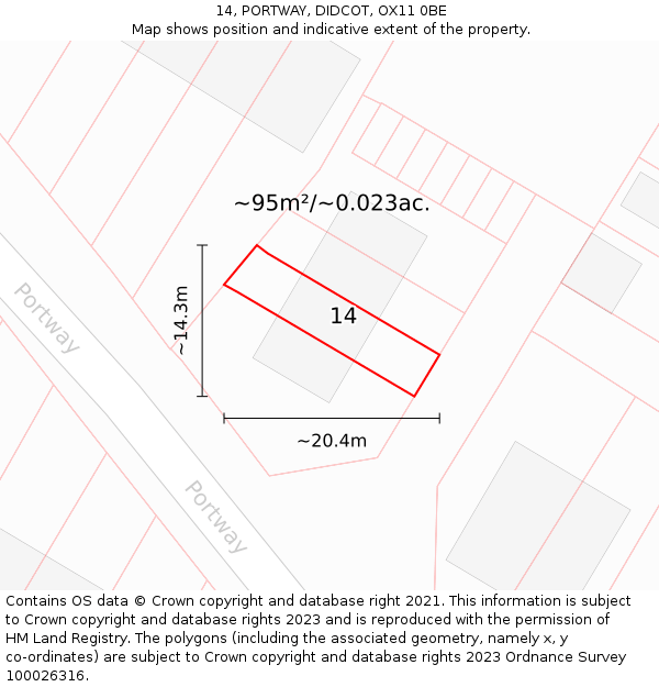 14, PORTWAY, DIDCOT, OX11 0BE: Plot and title map