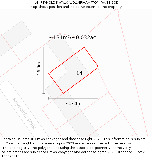 14, REYNOLDS WALK, WOLVERHAMPTON, WV11 2QD: Plot and title map