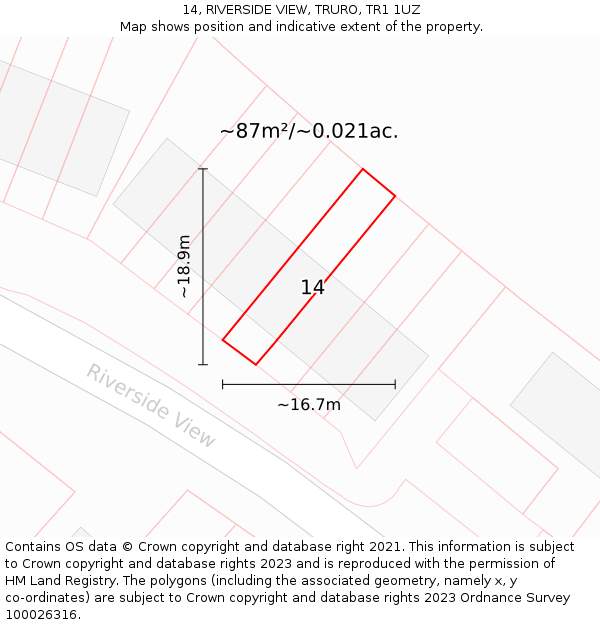 14, RIVERSIDE VIEW, TRURO, TR1 1UZ: Plot and title map