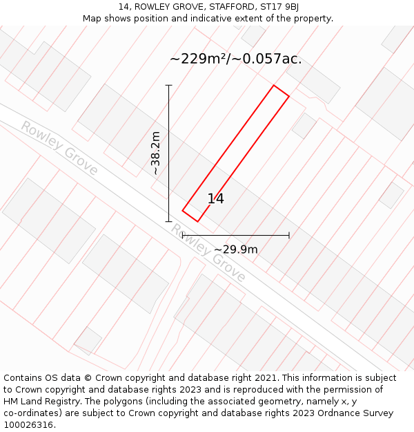 14, ROWLEY GROVE, STAFFORD, ST17 9BJ: Plot and title map