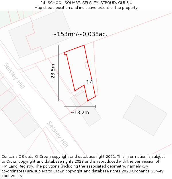 14, SCHOOL SQUARE, SELSLEY, STROUD, GL5 5JU: Plot and title map