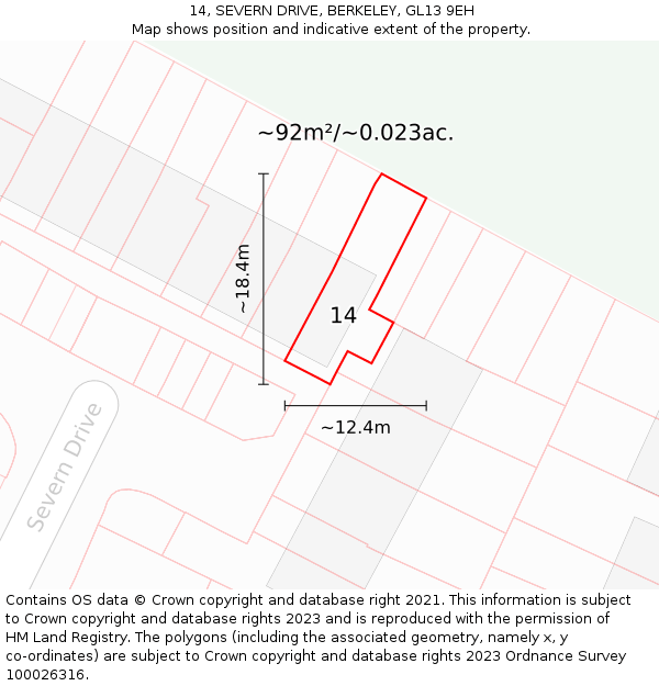 14, SEVERN DRIVE, BERKELEY, GL13 9EH: Plot and title map