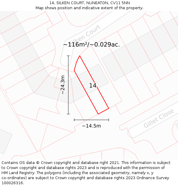 14, SILKEN COURT, NUNEATON, CV11 5NN: Plot and title map