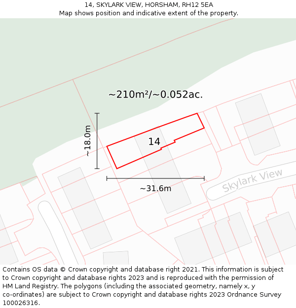 14, SKYLARK VIEW, HORSHAM, RH12 5EA: Plot and title map