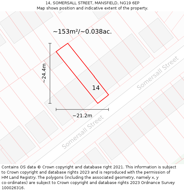 14, SOMERSALL STREET, MANSFIELD, NG19 6EP: Plot and title map