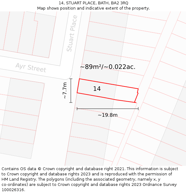 14, STUART PLACE, BATH, BA2 3RQ: Plot and title map