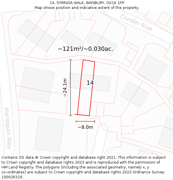 14, SYRINGA WALK, BANBURY, OX16 1FR: Plot and title map
