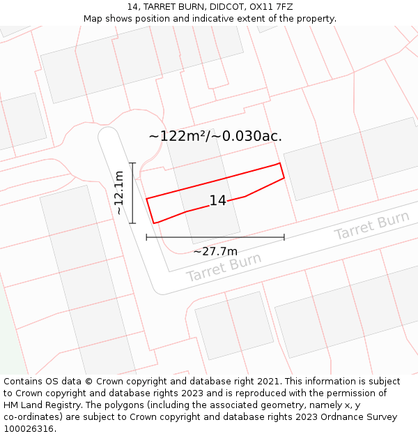 14, TARRET BURN, DIDCOT, OX11 7FZ: Plot and title map