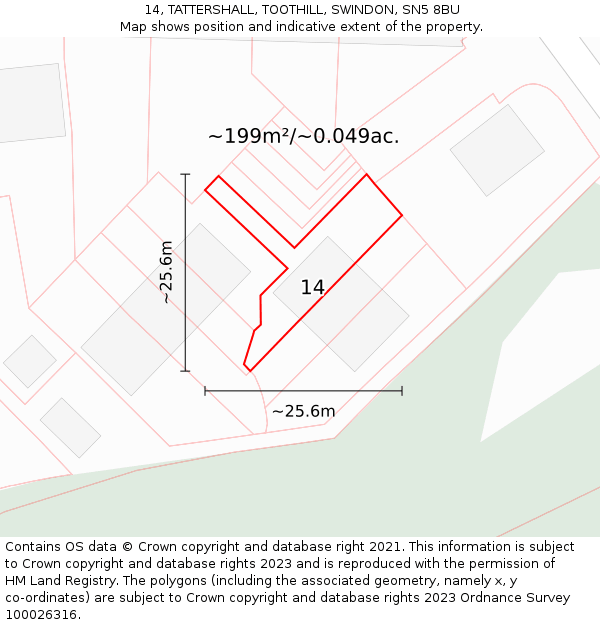 14, TATTERSHALL, TOOTHILL, SWINDON, SN5 8BU: Plot and title map
