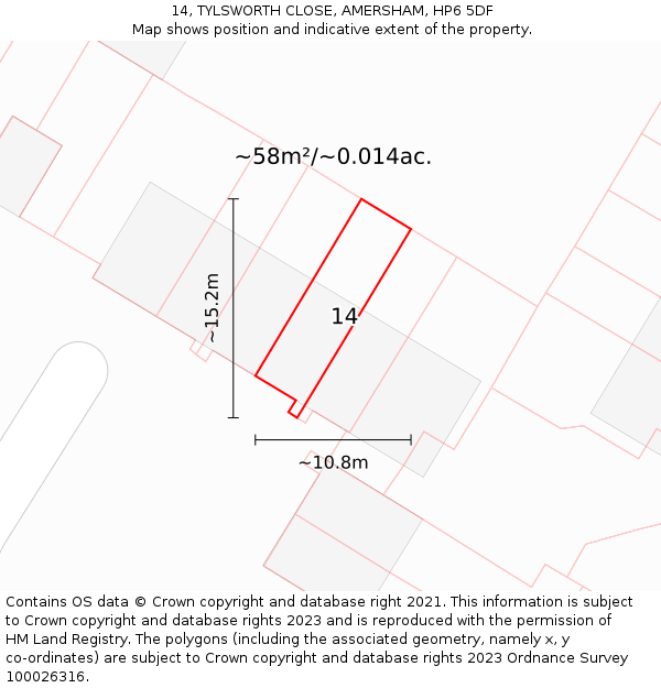 14, TYLSWORTH CLOSE, AMERSHAM, HP6 5DF: Plot and title map